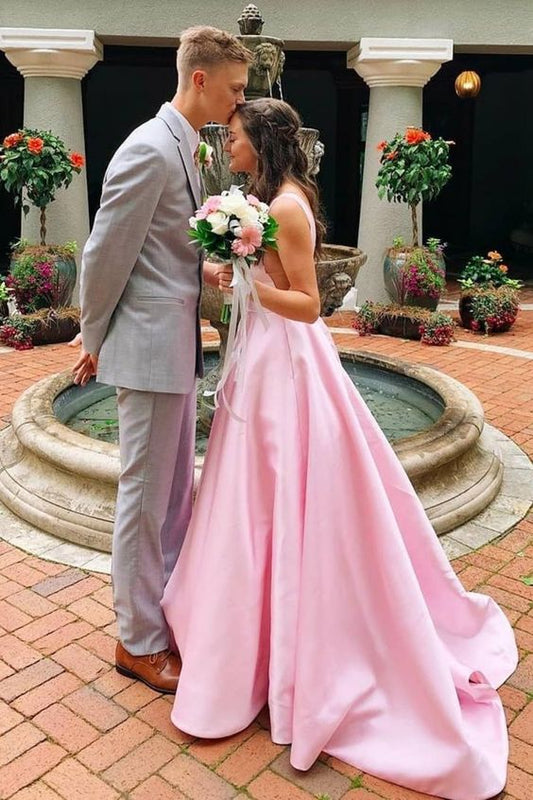 Princess V-Neck Pink Long Prom Dress  cg7009