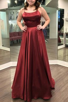 Gorgeous Straps Red Long Prom Dress with Slit  cg7174