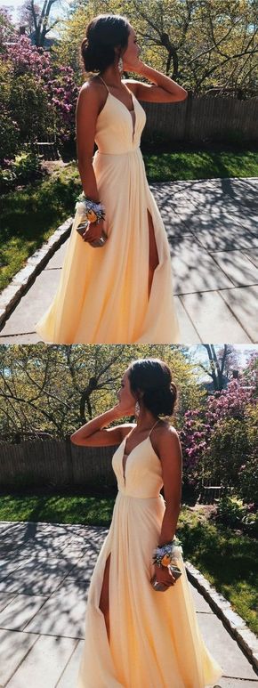 2019 Split Slit A Line Long Prom Dress, Sexy Simple Evening Dress cg731