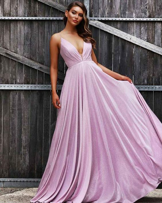 Simple A Line V Neck Long Prom Dresses  cg7448