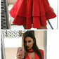 A-Line Long Sleeve Red Homecoming Dress with Ruffles cg768