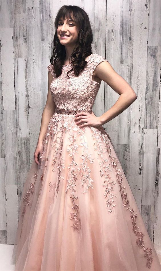 formal long prom dresses, chic lace prom gowns, a line prom dresses for teens   cg7854
