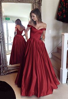 A-line Off the shoulder Long Prom Dresses Cheap Simple Prom Dress  cg7875