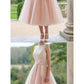 Elegant Blush Pink Round Neck Sleeveless Tulle Prom Dresses Evening Dresses  cg8031