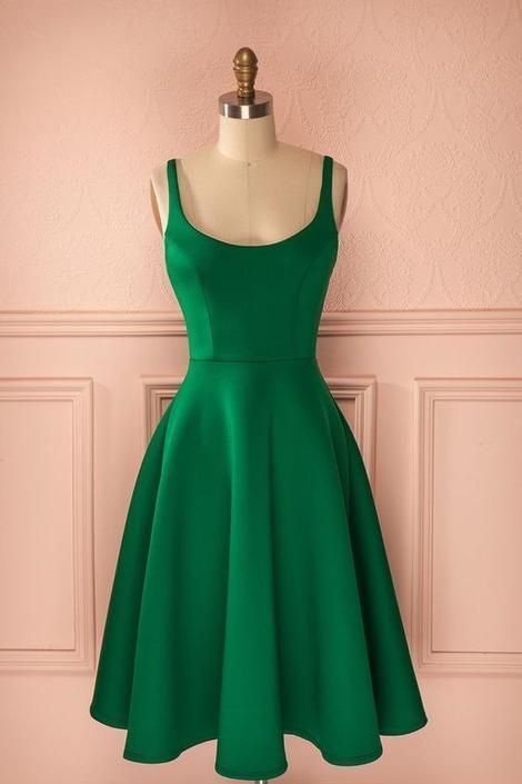 A-Line Green Satin Homecoming Dress  cg8106