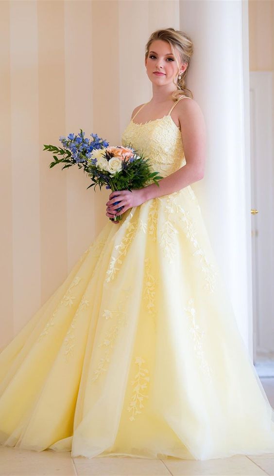 ball gown long prom dresses, formal yellow prom gowns, chic graduation party dresses   cg8122