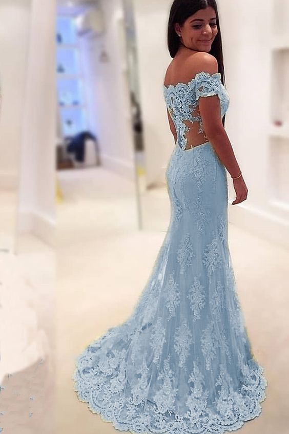 Off Shoulder Sweetheart Mermaid Prom Dress Lace Formal Party Dress  cg8155