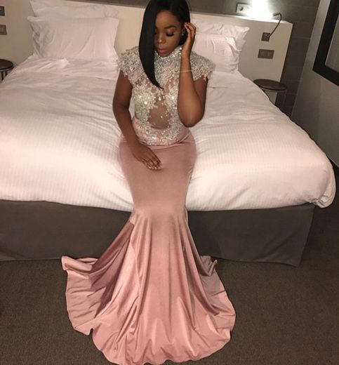 Pink mermaid beading long prom dress,pink evening dresses  cg8178