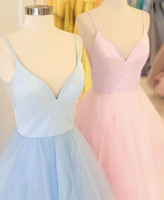 Cute v neck tulle long prom dress evening dress  cg8371