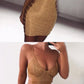 Golden Spaghetti Strap Cut Out Deep V-Neck Bright Wire Clubwear Party Mini homecoming Dress cg859
