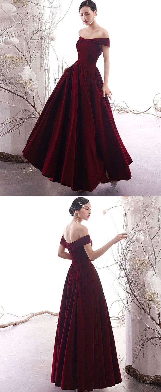 Simple burgundy long prom dress burgundy evening dress  cg9020