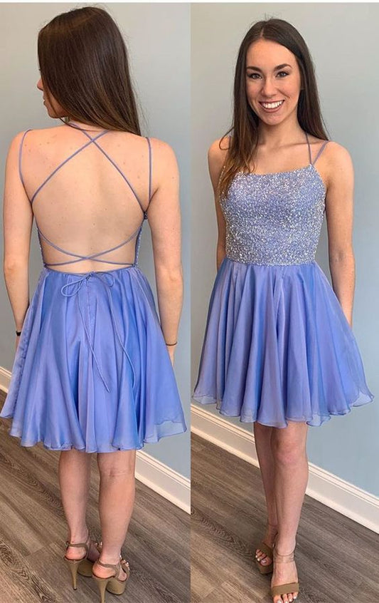 Sparkle Beading Blue Short Homecoming Dress  cg9040