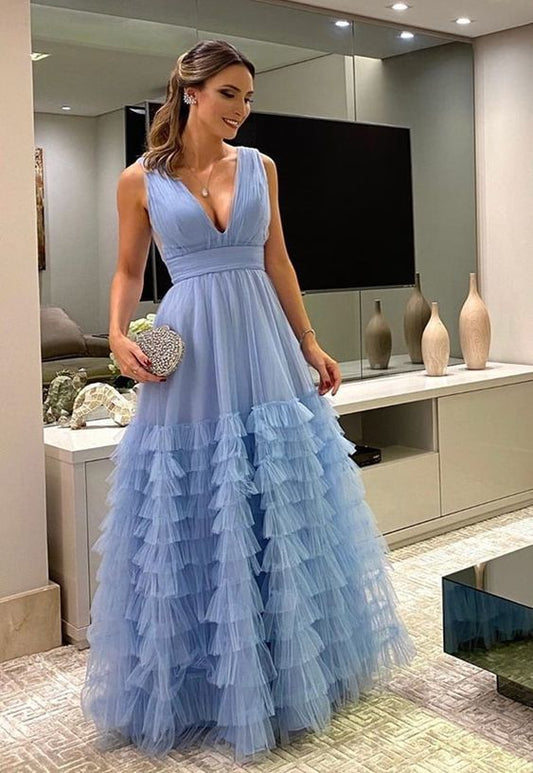 V-neck Sleeveless Long Prom Dress  cg9092