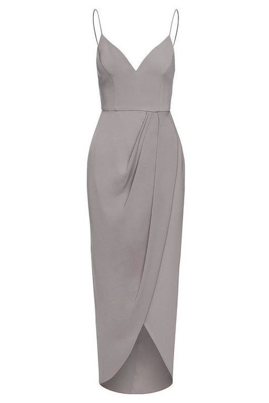 Straps V Neck Gray Prom Dress    cg9265