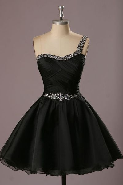 Organza Homecoming Dress,One-Shoulder Graduation Dress   cg9810