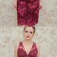 Dark Red Lace Beading Sheath V-Neck Sleeveless Homecoming Dresses cg999